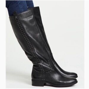 Sam Edelman Black Leather Silver Studded Knee Boots